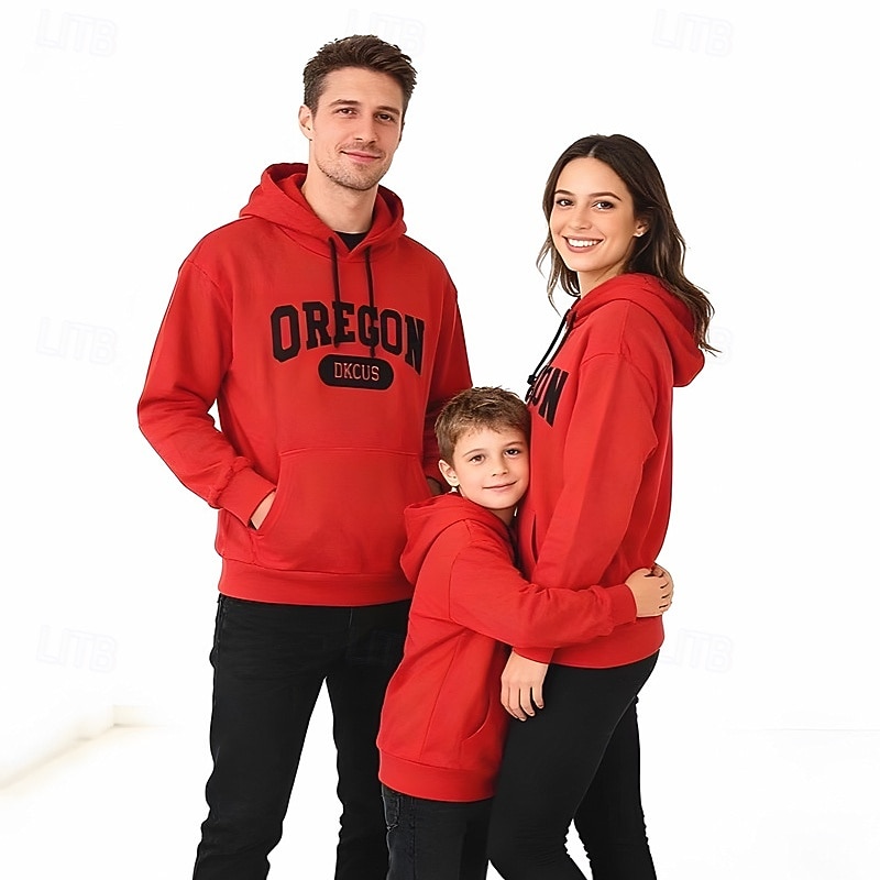 Family Tops Letter Casual Print Red Light Purple Beige Long Sleeve Active Matching Outfits 2026 - $45.99 –P4