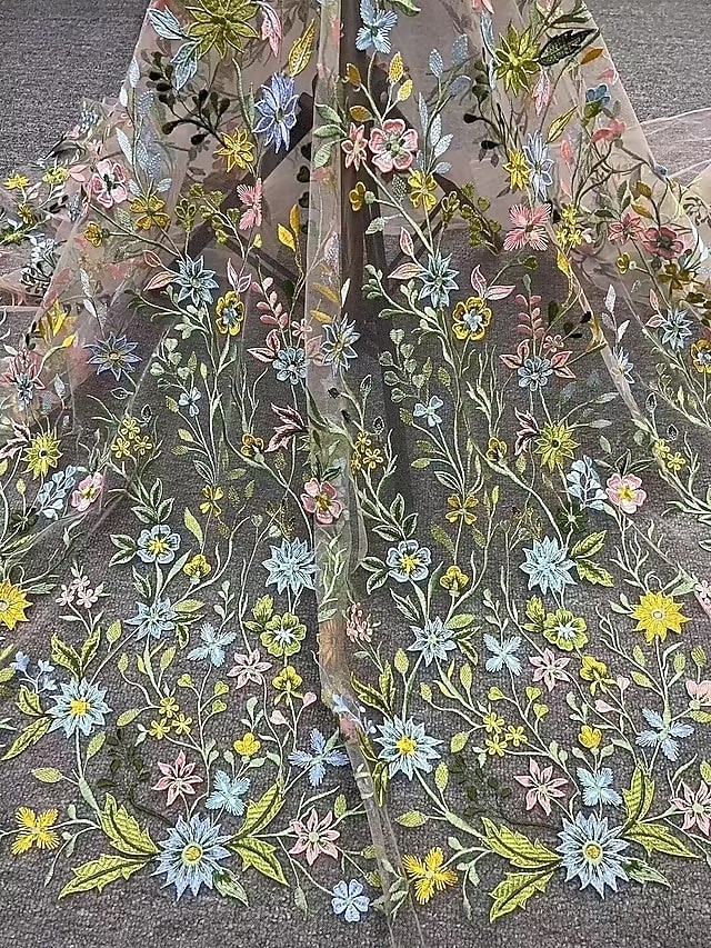 גזרת A עד הריצפה באורך הקרסול שמלות קוקטייל אלגנטית וינטאג' פרחוני חצי שרוול צווארון V מסיבת חצר חתונה סאטן תחרה גב בדוגמת דרפה עם פרח רקום ריקמה אפליקציות 2026 - $163.99 –P2