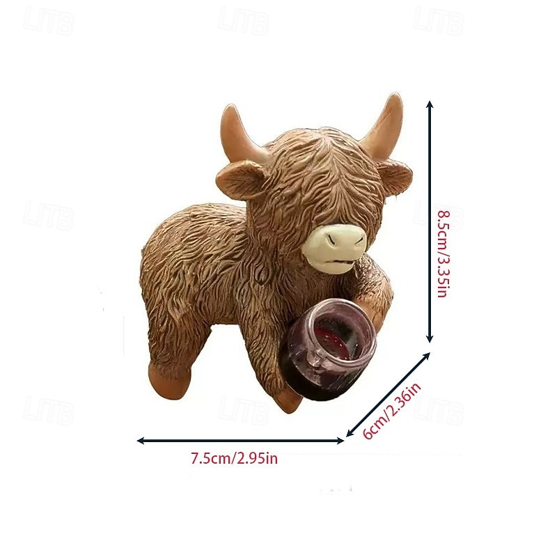 פסלוני שרף של פרה היילנד עם כוסות שתייה, תוספות חמודות לעציצים, פסל צפרדע משרף, מושלם לקישוט עציצים, גינות, אקווריומים וטרסות 2026 - $15.99 –P9