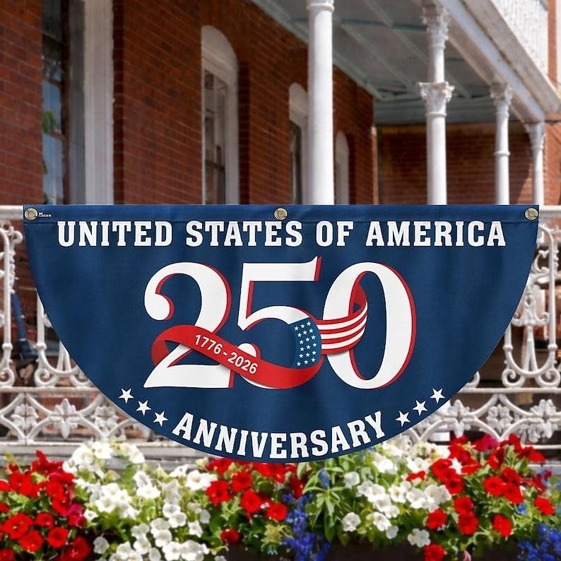 2 Stück U.S. 250. Jubiläumsflagge 1,5x3 FT 1776-2026 Fan-Flags Wimpel-Flagge patriotische Sterne Garten-Schilder hängende Dekoration für draußen Eingangstür Veranda Willkommens-Hintergrund mit 2026 - $17.99 –P1