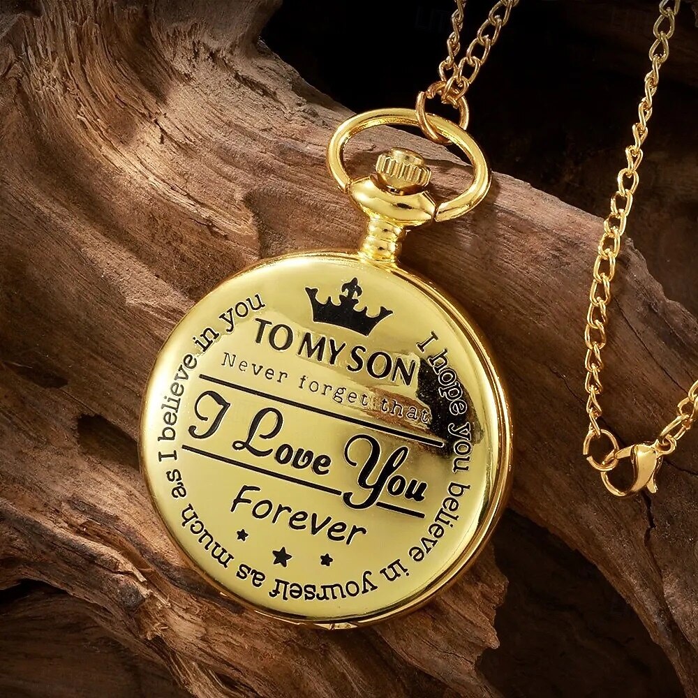 Montre de poche gravée pour fils, je t'aime, cadeaux d'une maman ou d'un papa, cadeau d'anniversaire ou de Noël, montres à gousset avec chaîne de 2026 ? $16.99 –P2
