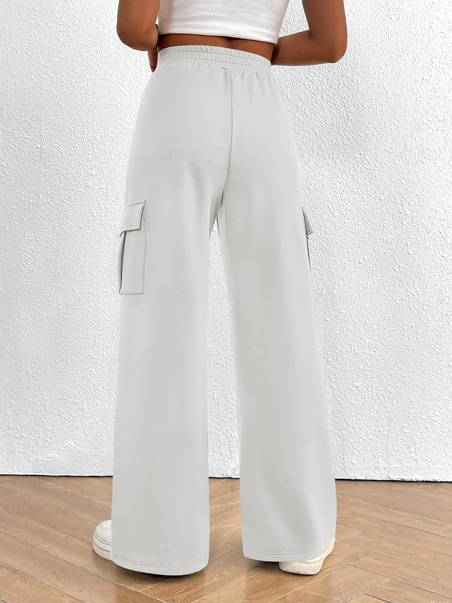 Women's Cargo Pants Chinos Vacation Streetwear Casual Full Length Medium Waist Plain Drawstring Pocket Comfy Comfort Micro-elastic Daily Outdoor Street Black White Dark Navy Royal Blue Spring Fall 2026 - $32.99 –P3