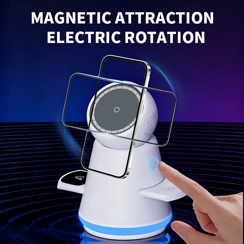 360 Rotating Wireless Charging Station, 3 in 1 Multiple Charger Stand with Night Light, Fast Wireless Charger for iPhone 17,16, 15, 14, 13, 12, iWatch,Samsung Watch and AirPods,White 2026 - $71.99 –P2