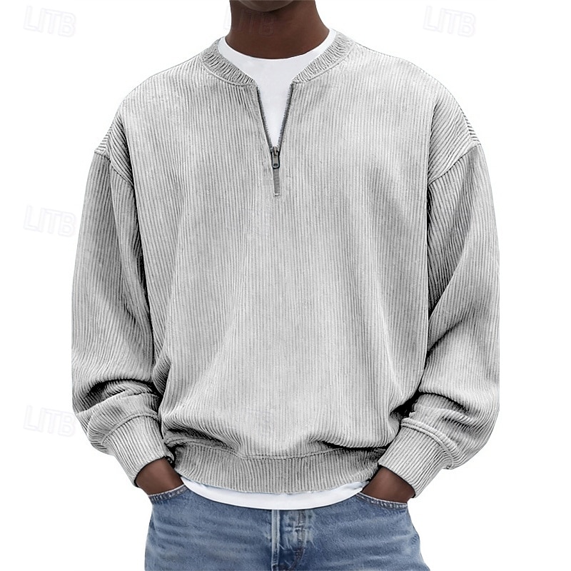 Voor heren Sweatshirt Sweatshirt met kwartrits blauw Zwart Wit Lichtgroen Marineblauw Halve rits Effen Kwart ritssluiting Dagelijks Sport & Outdoor Feestdagen Polyester Streetwear Basic Casual Lente 2026 - $32.99 –P1