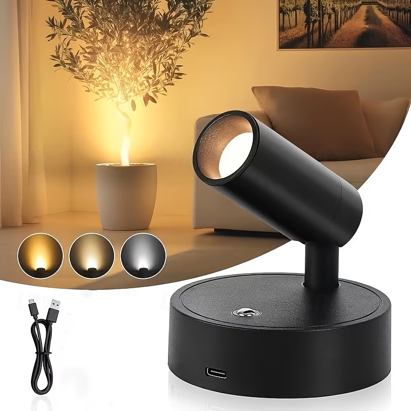 Trådløs LED-spotlight med berøringssensor, LED-vegglampe med USB-ladbar funksjon for belysning på soverommet i korridoren og galleriet. 2026 - $16.49 –P1