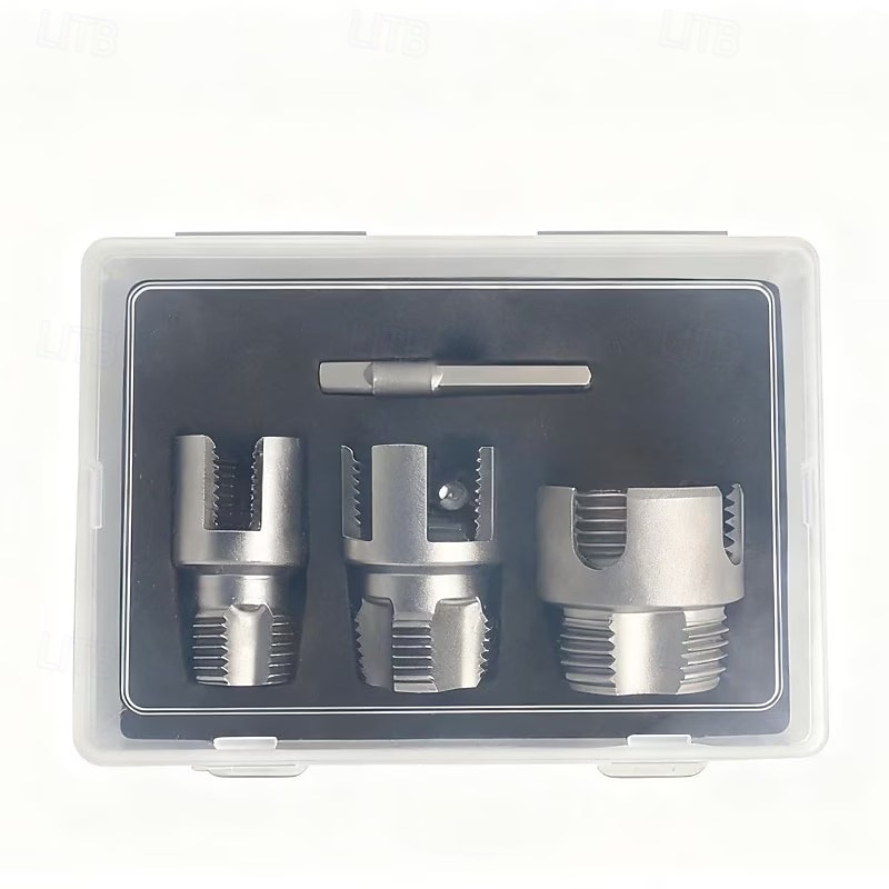 3 db integrált belső &külső csőmenetvágó szerszám, kettős funkciójú csőmenetvágó szerszám 1/2"-hoz &3/4" &1"-os PVC/műanyag csövekhez, elektromos fúróval kompatibilis csőmenetvágó készlet 2026 - $19.99 –P12