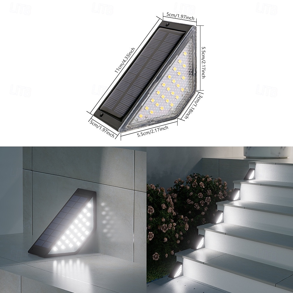 1 ks 8 ks LED solární schodová světla vodotěsná venkovní schodišťová světla solární terasová světla venkovní solární krajinářské osvětlení pro zahradu a terasu 2026 - $16.49 –P5