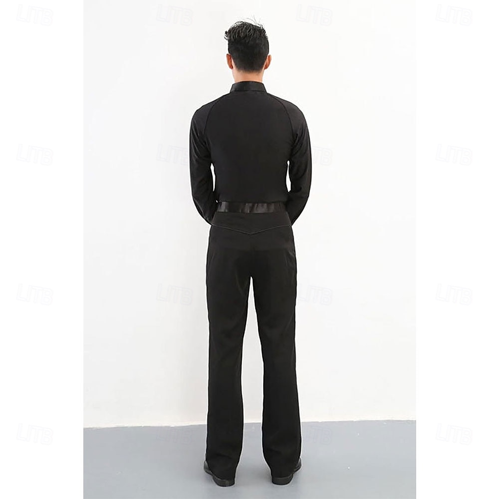 Baile Latino Cima Color Puro Hombre Fiesta Entrenamiento Rendimiento Manga Larga Nailon Licra 2026 - $69.99 –P4