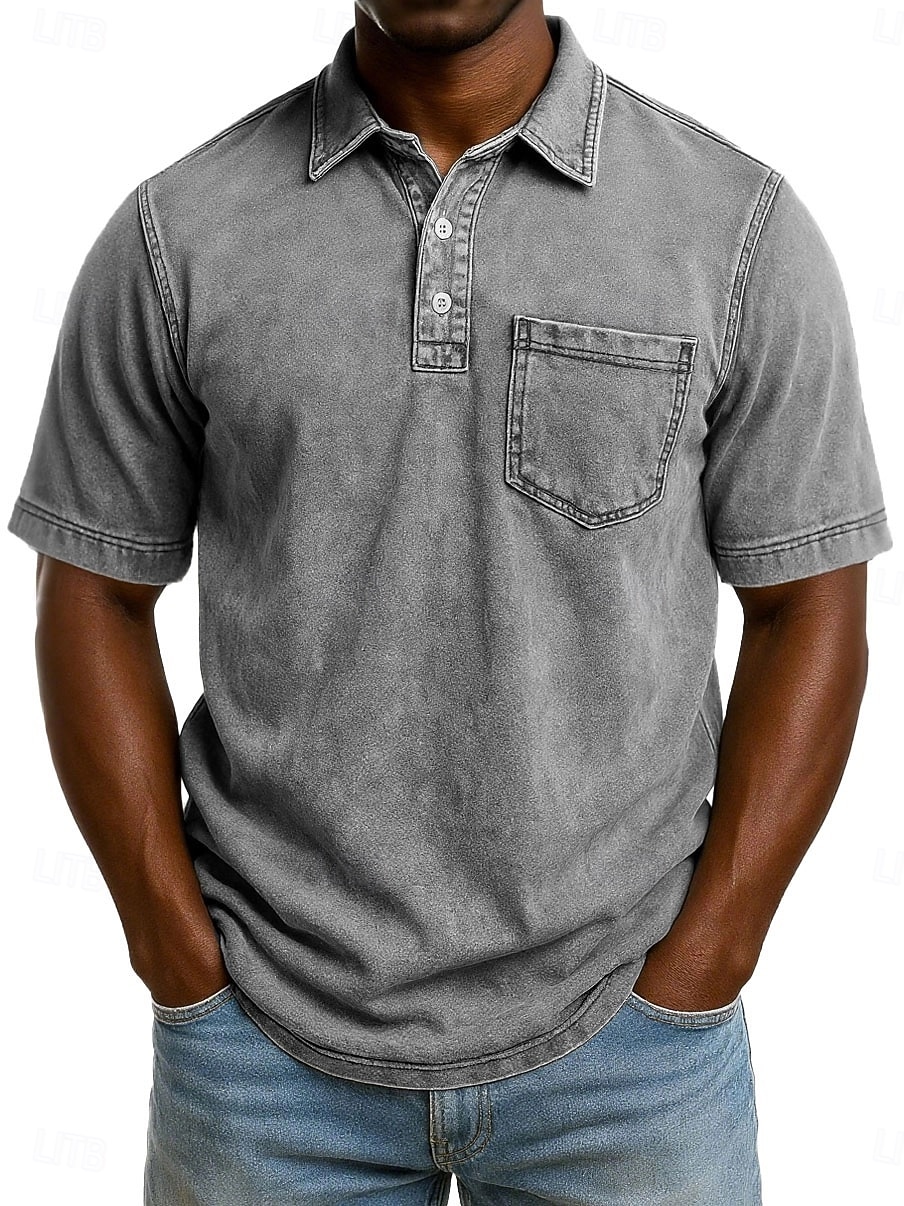 SoftFade™ Miesten Happopesu Paita Puuvilla Polo Paita Rentoa Lomaa Kauluskaveri Värikästä Polo Kaulusta Lyhythihainen Muoti Perus Yksinkertainen Vintage Haalistunut Kesä Kevät Normaalimallinen Musta 2026 - $31.99 –P3