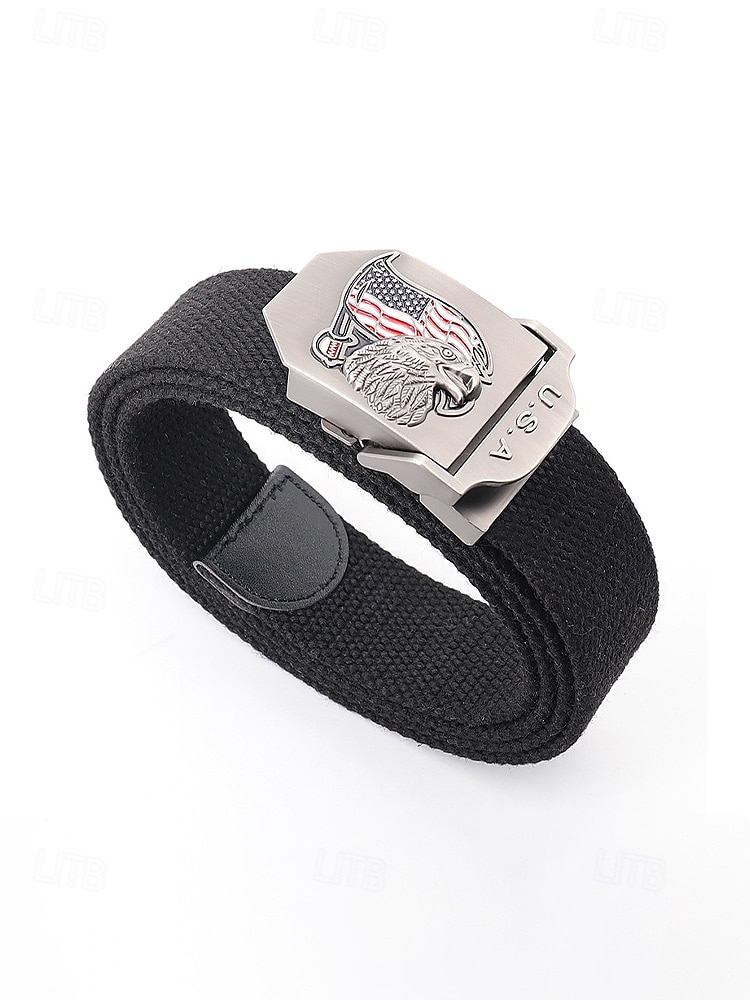 חגורת פוליאסטר מתכווננת לגברים עם אבזם דגל אמריקאי, חגורת מותן פטריוטית רב-צבעונית לאירועי יום השנה ה-250 לארה"ב, יום העצמאות, טיולים, חופשות ולבוש ספורטיבי קז'ואל 2026 - $11.99 –P7