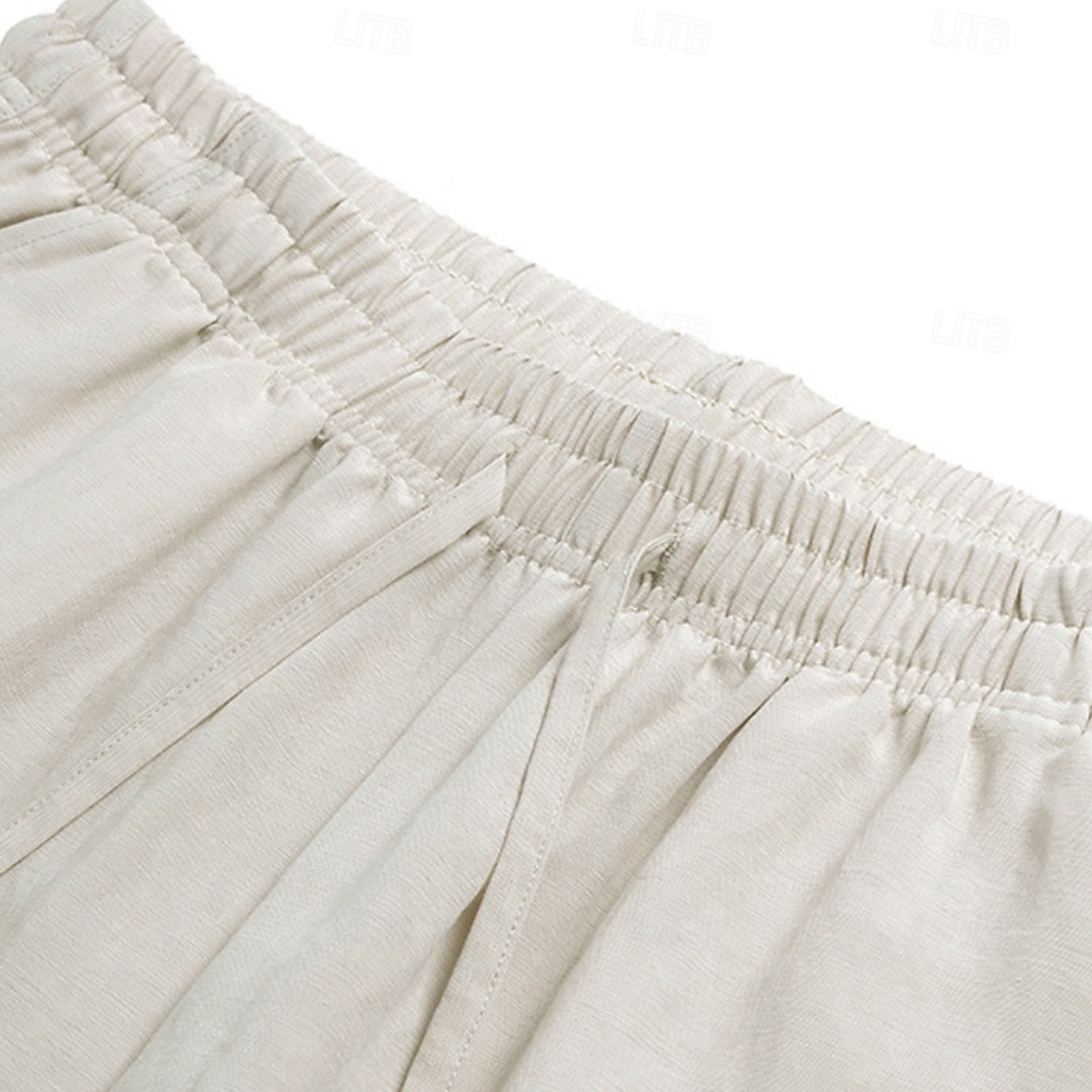 Men's Shorts Summer Shorts Tencel Linen Shorts Beach Shorts Drawstring Elastic Waist Plain Comfort Soft Short Daily Outdoor Beach Fashion Casual Black White Inelastic 2026 - $25.99 –P9
