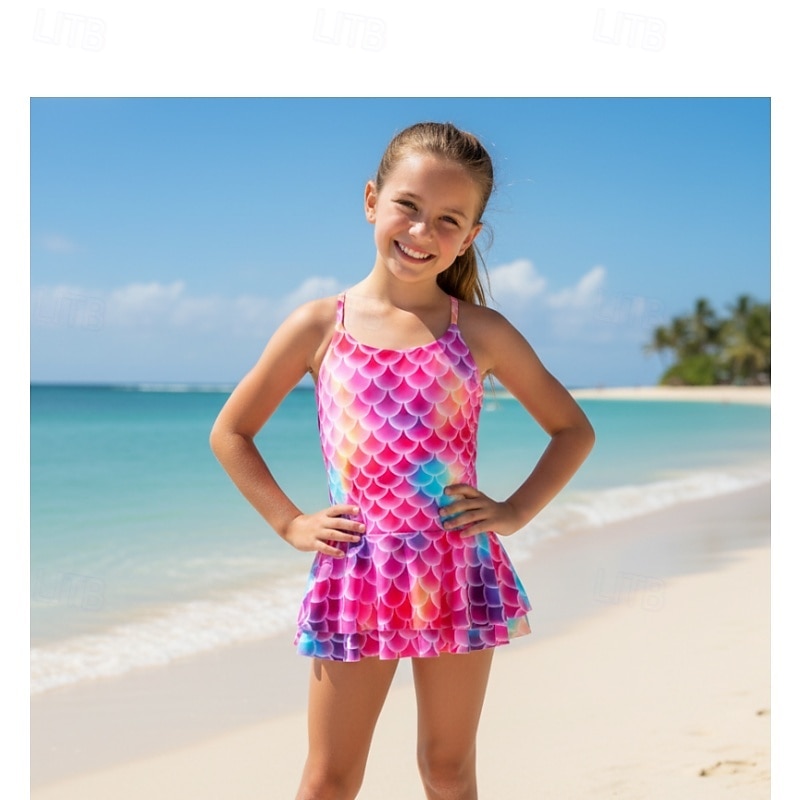 Niños Chica Traje de baño Exterior Playa Graphic Vacaciones Tropical Moda Trajes de baño 4 años + Verano Azul Piscina Rosa 2026 - $22.99 –P1
