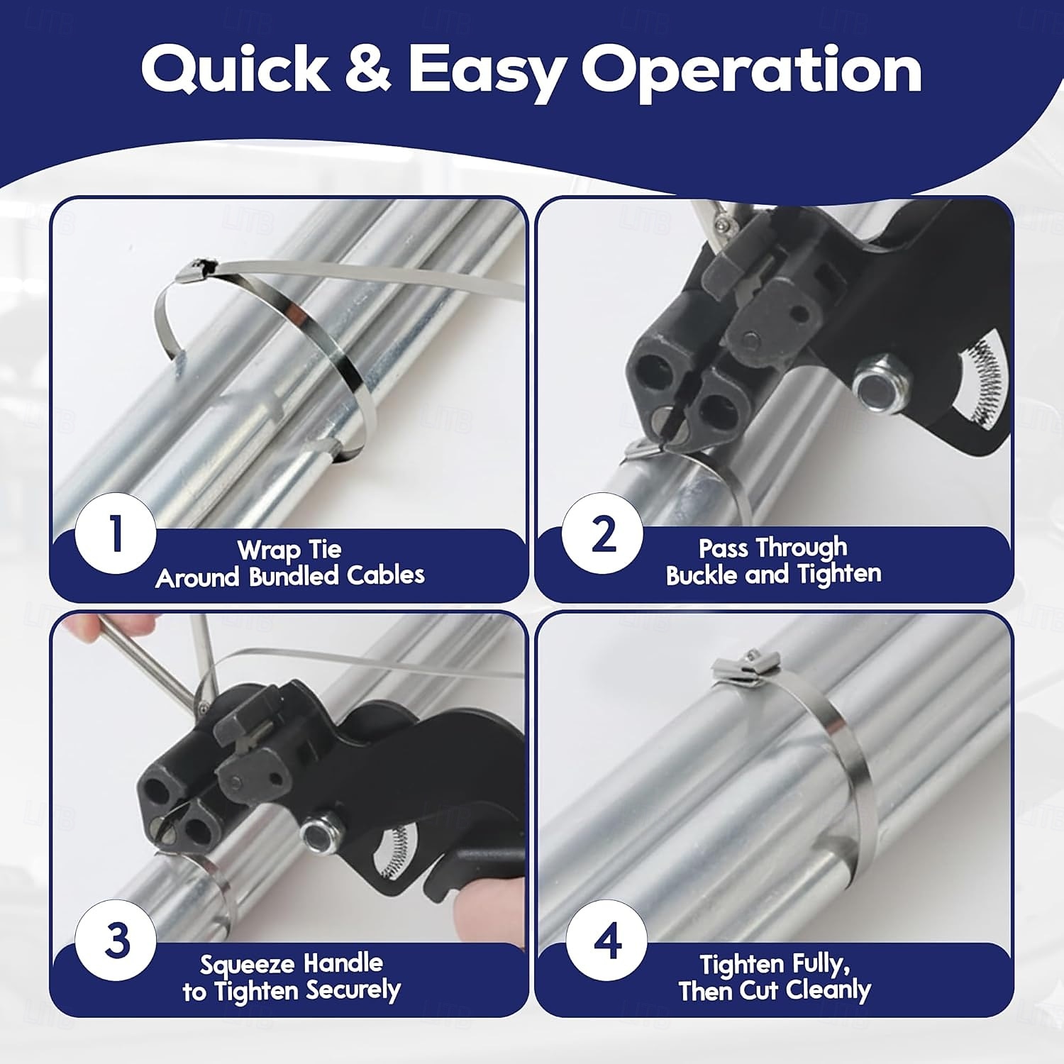 Пистолет для кабельных стяжек из нержавеющей стали со 100 металлическими стяжками длиной 11,8 дюймов, специальный инструмент для затягивания и обрезки стальных стяжек, детали для забора из 2026 - $42.99 –P3