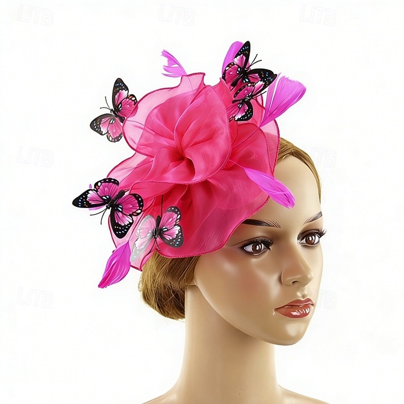 Fascinator Organza Matrimonio Compleanno Vintage Carino Retrò Con Farfalla Tulle Copricapo Copricapo del 2026 a $11.49 –P3