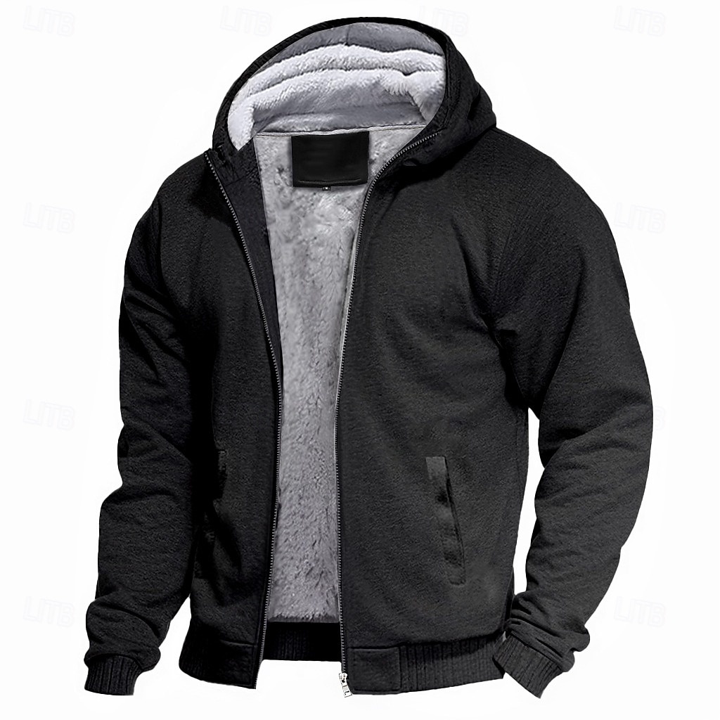 Per uomo Felpa con cappuccio e zip Felpa con cappuccio in pile Felpe spesse Blu navy + grigio chiaro Grigio scuro + nero Nero Rosso Blu marino Con cappuccio Liscio Ufficio Sportivo Informale del 2026 a $41.99 –P9