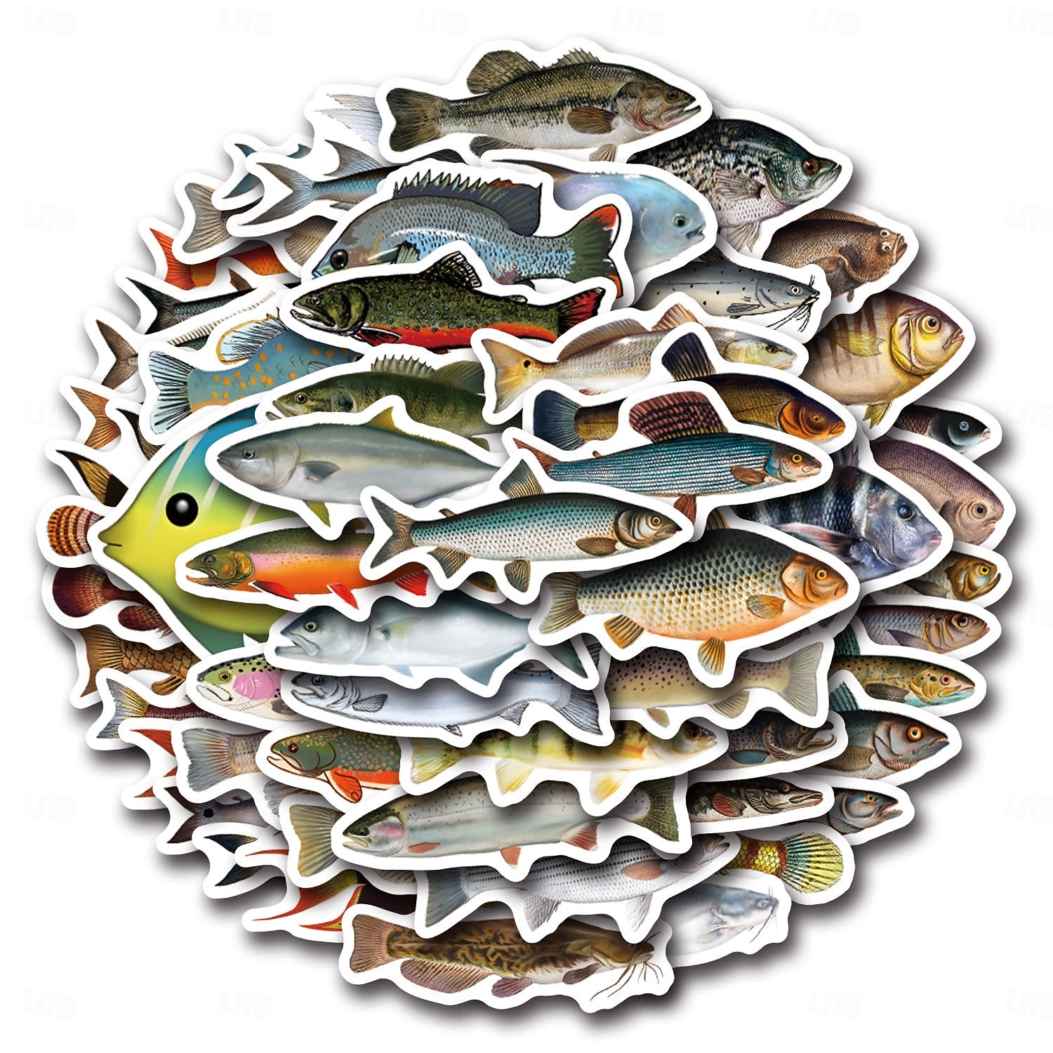110 adesivi di pesci per adulti e bambini, adesivi in vinile impermeabili di animali marini oceanici per laptop, borraccia, telefono, Kindle, diario, album di ritagli, skateboard, bagagli, senza del 2026 a $10.49 –P1