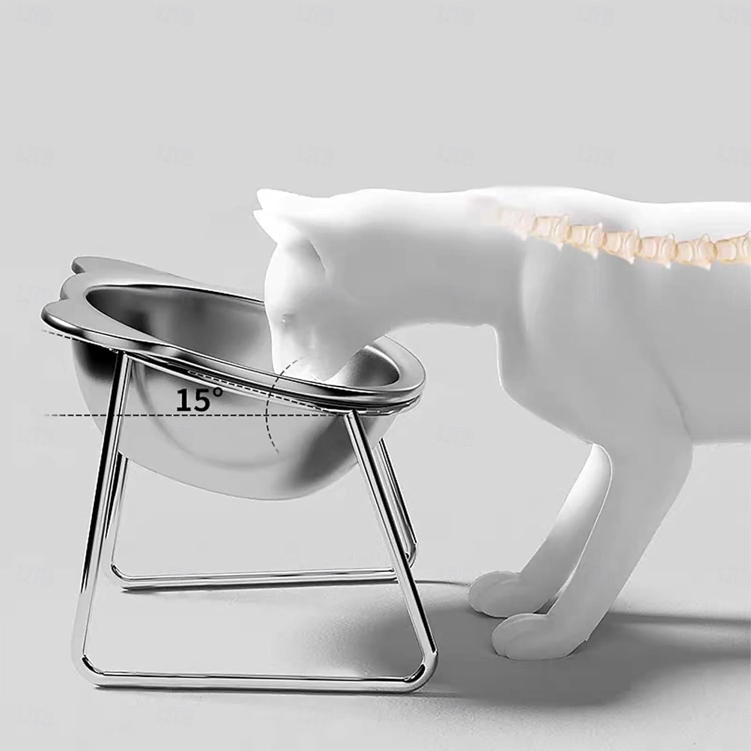 Upphöjda kattskålar i rostfritt stål med metallställ, halkfri bas, 15 grader lutande, upphöjda husdjursskålar, dubbelskålsdesign, mat- och vattenskål för katter, kattunge, liten hund 2026 - $24.99 –P2
