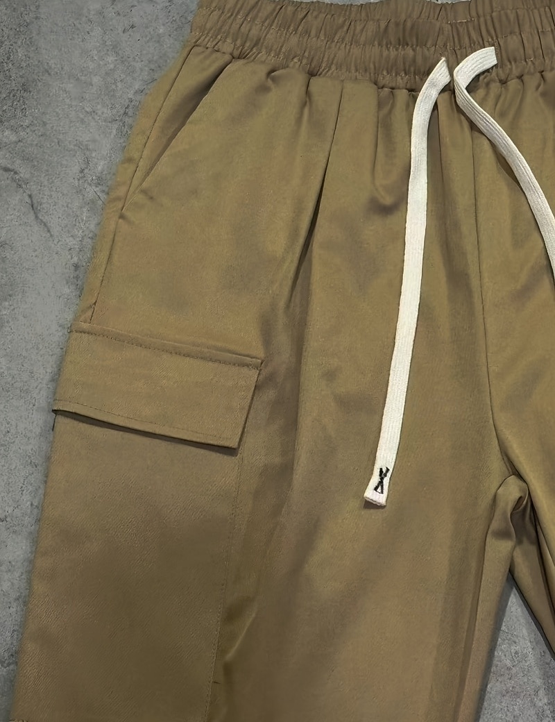 Men's Trousers Casual Pants Drawstring Pocket Plain Comfort Breathable Full Length Home Outdoor Streetwear Vacation Fashion Blue Khaki Inelastic 2026 - $31.99 –P10