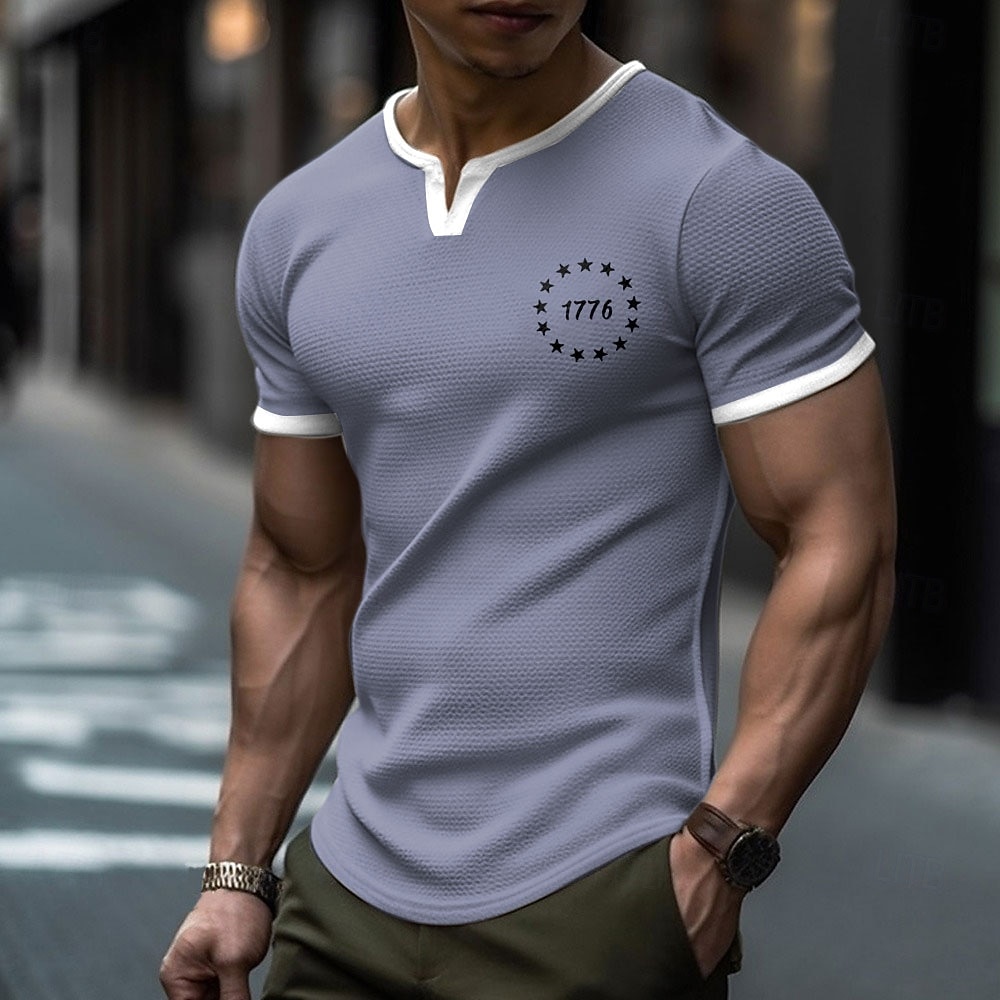 Dia da Independência Americana 250º Aniversário da América Homens 1776 Camisa Waffle Camiseta Manga Curta Camiseta Impressão 3D Gola Redonda Camisa Esportes Diário Retro Vintage Casual Diário Rua de 2026 por $19.99 –P4