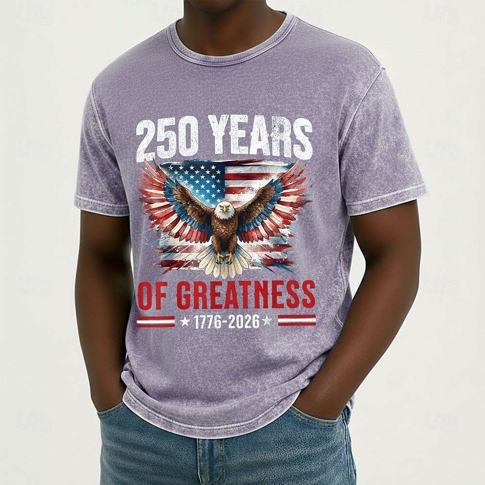 Férfi Amerikai amerikai zászló Sas Póló Ásványi mosópóló Rövid ujjú póló Savas mosás Terített nyak Ing Vintage Retro Hazafias Hétköznapi Utazás Vakáció Medence Bíbor Szürke Nyár Tavasz Ruházat M L XL 2026 - $21.99 –P2