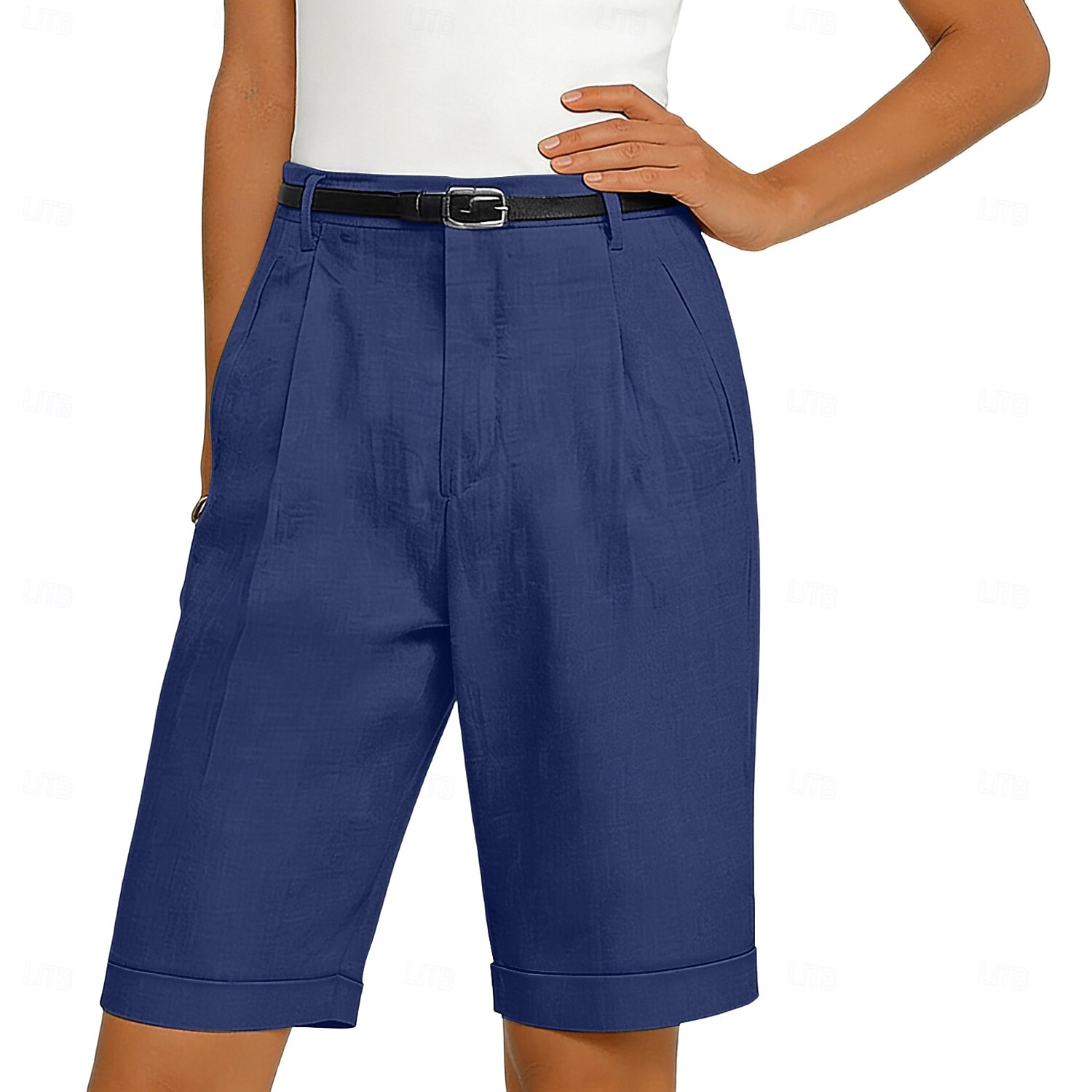 Per donna Shorts Shorts di Lino Shorts eleganti Pantaloncini Estivi Vacanza Moda Essenziale Lunghezza al ginocchio Vita media Semplice Tasca Elastico in vita Gamba Dritta Leggero Confortevole del 2026 a $22.99 –P4