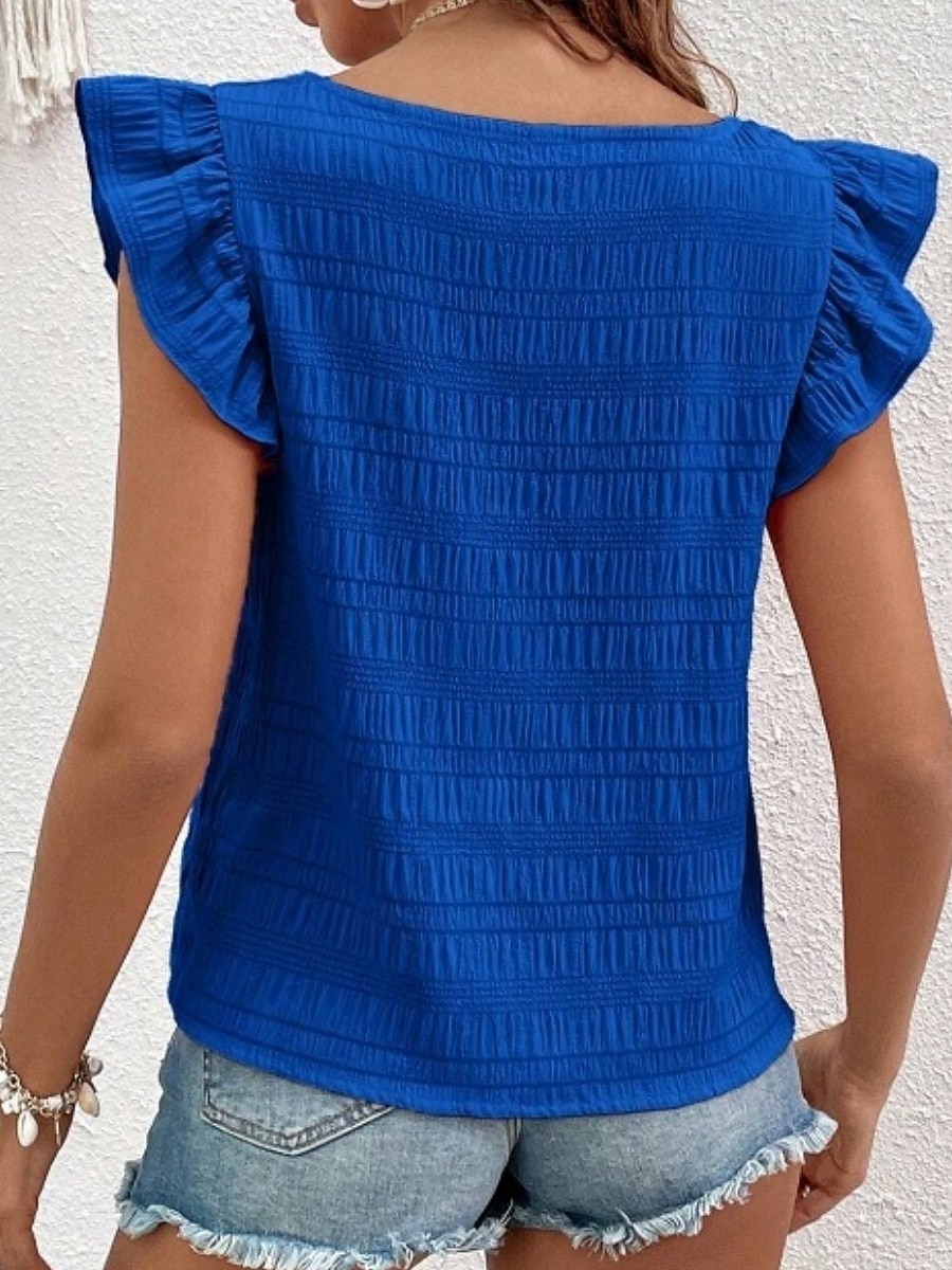 Per donna Camicia Blusa Maglietta senza maniche Volant Semplice Elegante Classico Moderno Senza Maniche Collo quadrato Top Regolari Quotidiano Ferie Uscire Blu Nero Bianco Verde Azzurro Estate del 2026 a $21.99 –P10