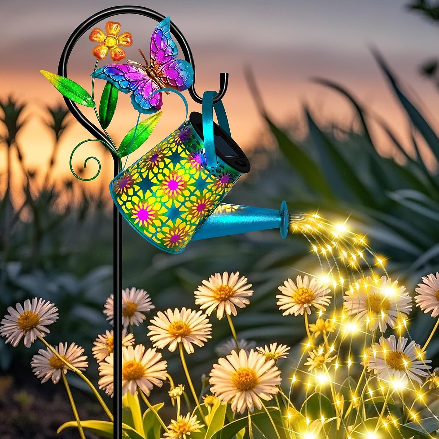 buitenzonne-metalen vlinder &Bloemgieter met prikverlichting, IP65 waterdicht, decoratieve ledlamp voor tuin, terras, erf, pad, gazon, villa, feest, verjaardag & vakantie 2026 - $47.99 –P5