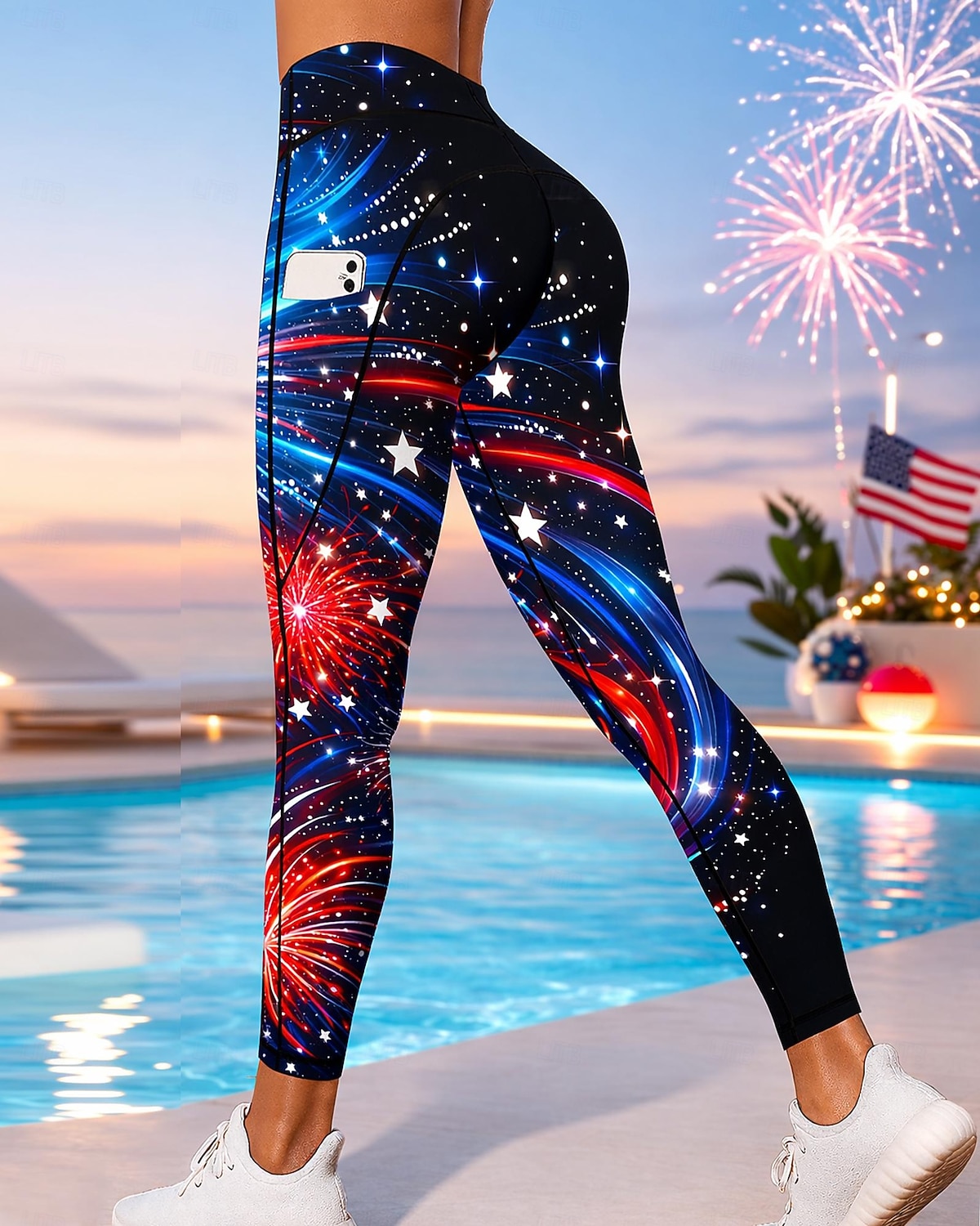 Independence Day American National Day American Independence Day Women's Casual leggings Gym Leggings Leggings Pockets Stamp Duty Patchwork Pilates Gym Fitness Pants Leggings Star Red / black Dark 2026 - $20.99 –P1