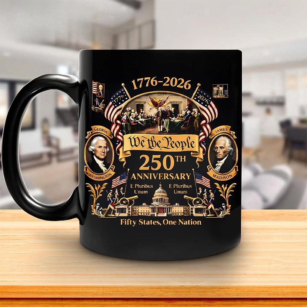 Kubek z okazji 250. rocznicy Stanów Zjednoczonych, prezent patriotyczny, ceramiczny kubek do kawy z okazji półpięćsetnej rocznicy, 1776–2026, Ameryka 250, prezent na Dzień Niepodległości dla mężczyzn 2026 - $16.99 –P6