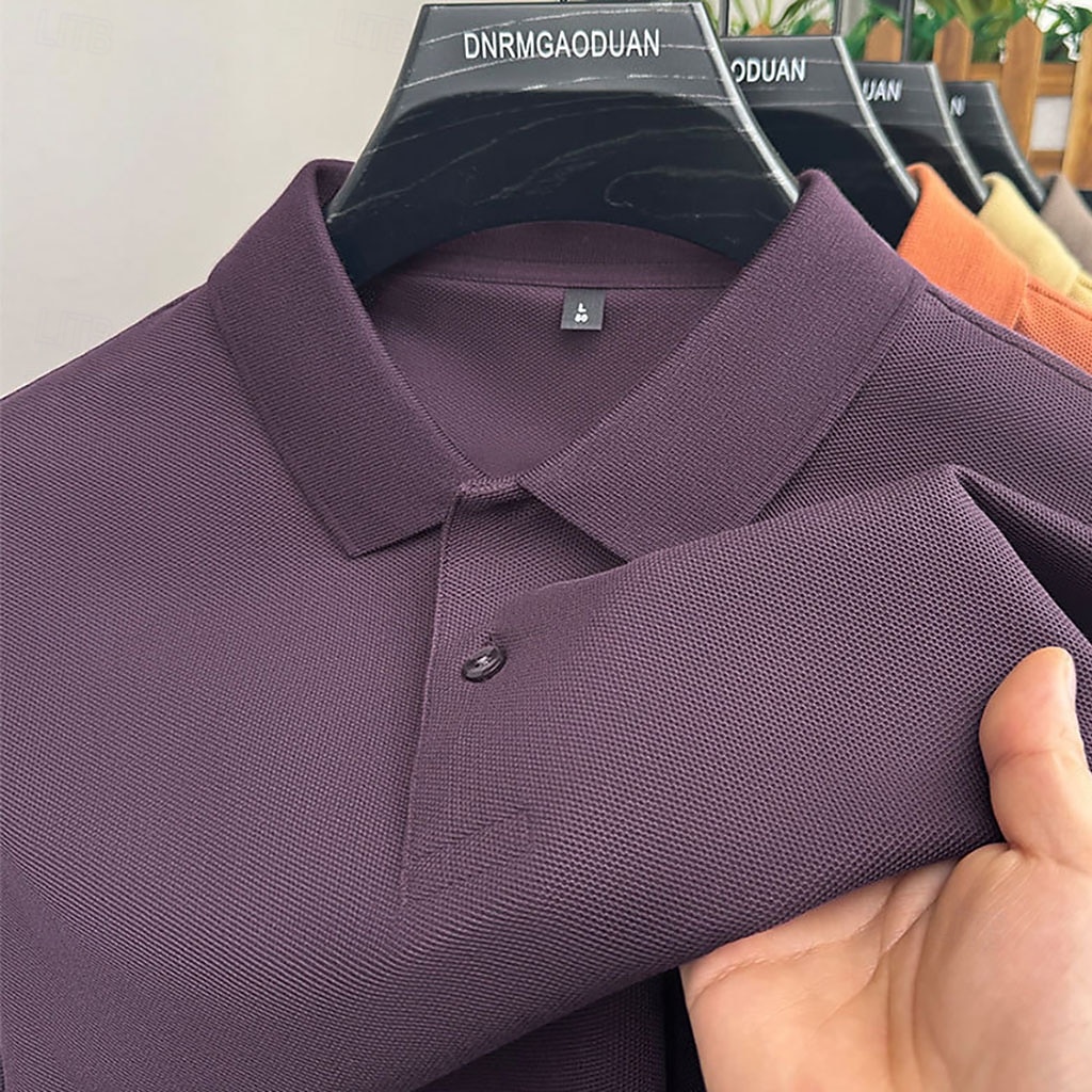 Men's Polo Polo Shirts Casual Vacation Lapel Short Sleeve Fashion Modern Plain Buttons Plain Summer Spring Regular Fit Lake blue Black White Yellow Pink Red Polo 2026 - $18.99 –P15