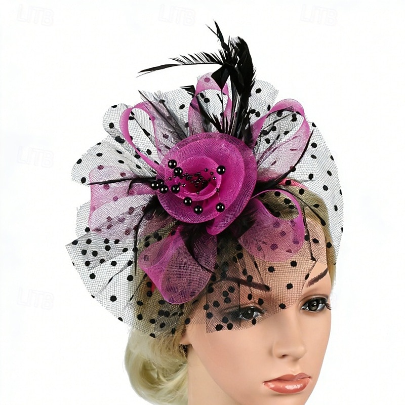 fascinators Tule Veren Bruiloft Verjaardag Elegant Vintage leuke Style Met Veer Tule Helm Hoofddeksels 2026 - $11.49 –P1