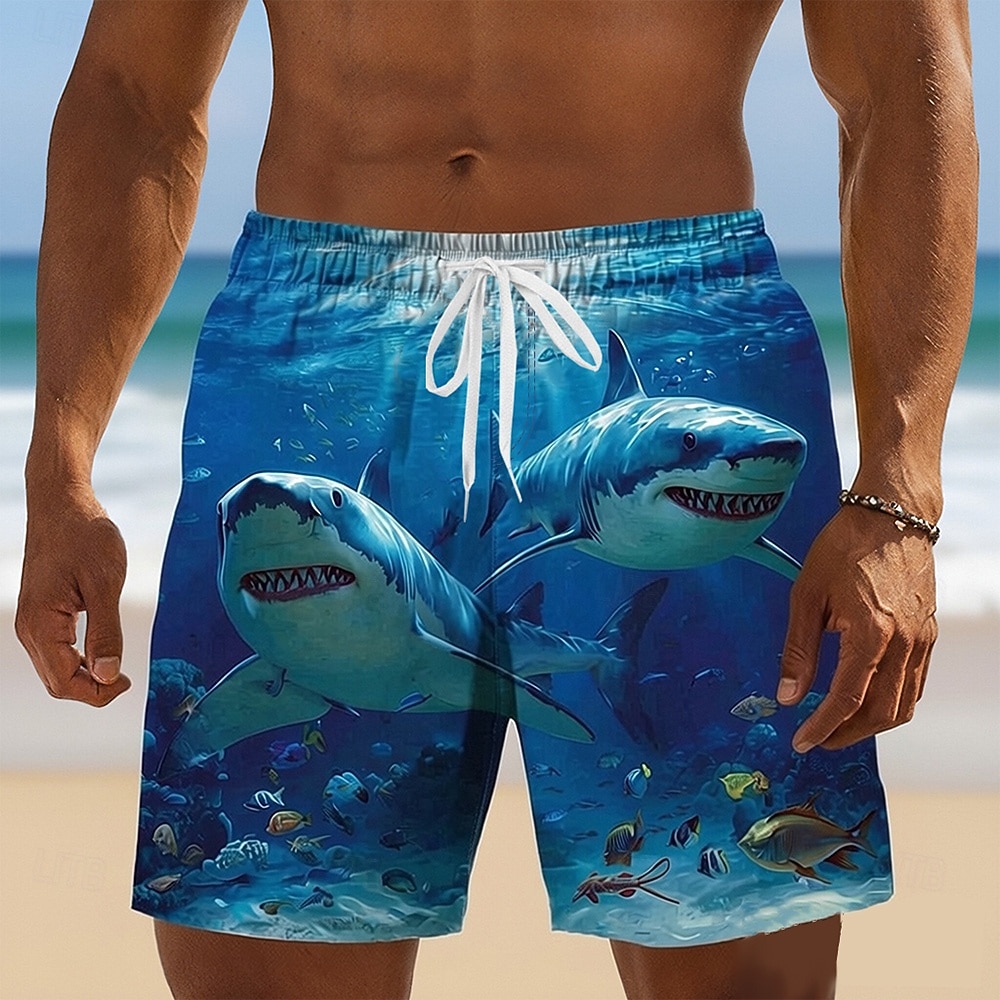 Per uomo Squalo Oceano Creature marine Costumi da bagno Pantaloncini da mare Pantaloncini da Surf Misura del girovita medio Hawaiano Vacanza al Mare Tasche Laterali fodera in rete Coulisse elastica del 2026 a $20.99 –P1