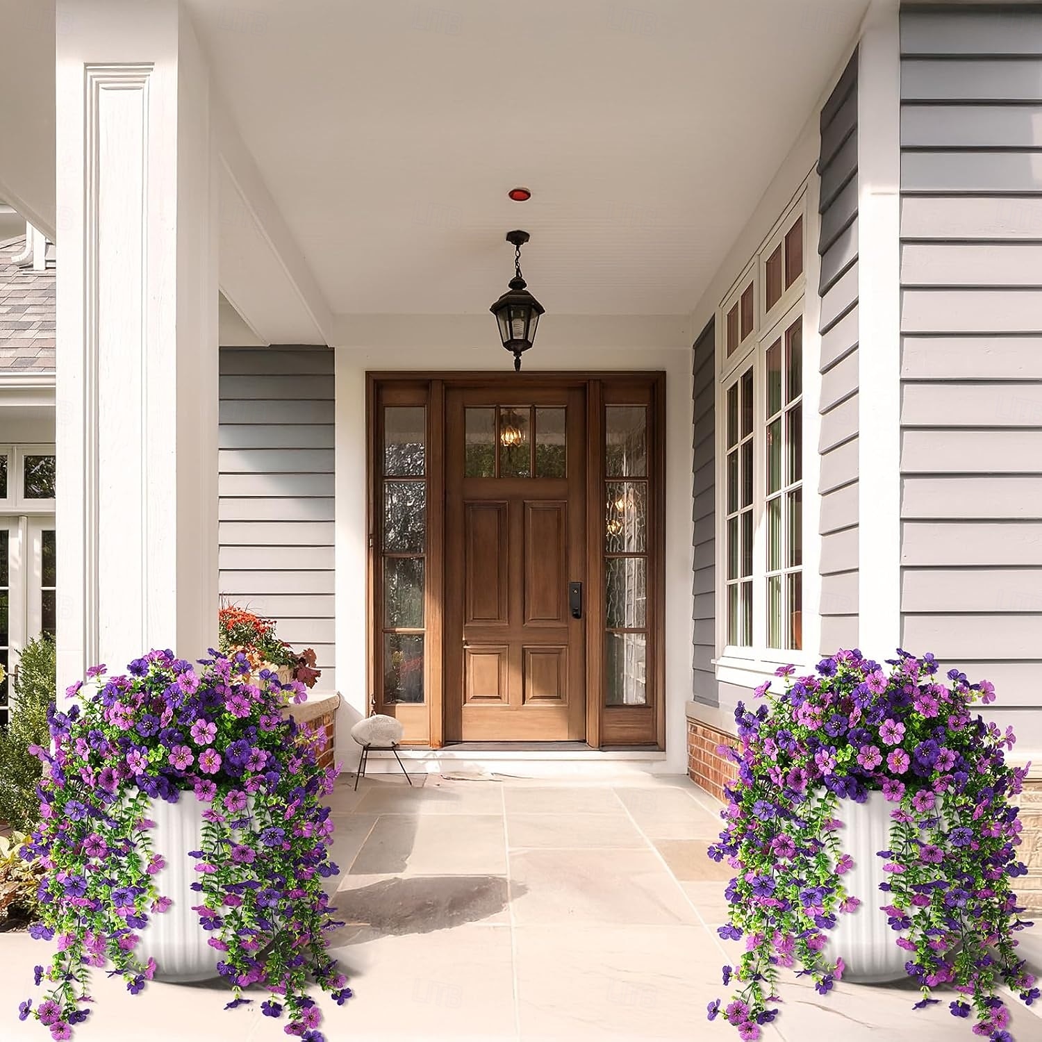 4 Pcs Artificial Hanging Flowers Plants for Outdoor Spring Decoration,Faux Silk Violet with Eucalyptus Leaves,UV Resistant for Outside Home Indoor Planter Porch Patio Balcony Yard Decor 2026 - $21.99 –P14