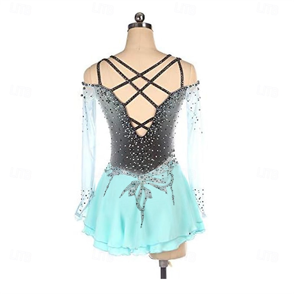 Abito da pattinaggio artistico Per donna Ragazze Pattinaggio sul ghiaccio Vestito Verde Elasticizzato Allenamento Competizione Vestiti da pattinaggio sul ghiaccio Calore Termico Cristallo / Strass del 2026 a $202.49 –P2