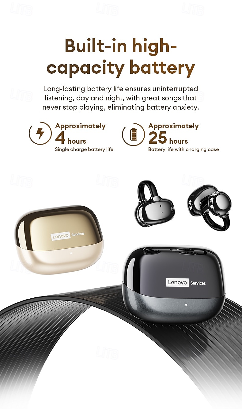 2026年 Lenovo オープンイヤークリップオンワイヤレスイヤホン、Bluetooth 6.0ヘッドホン、充電ケース付き、再生時間25時間、コンパクト &パワフルなサウンド、内蔵マイク、スポーツやワークアウトに最適な快適なフィット感のイヤホン。男女兼用。  コレクション – $29.99 –P14