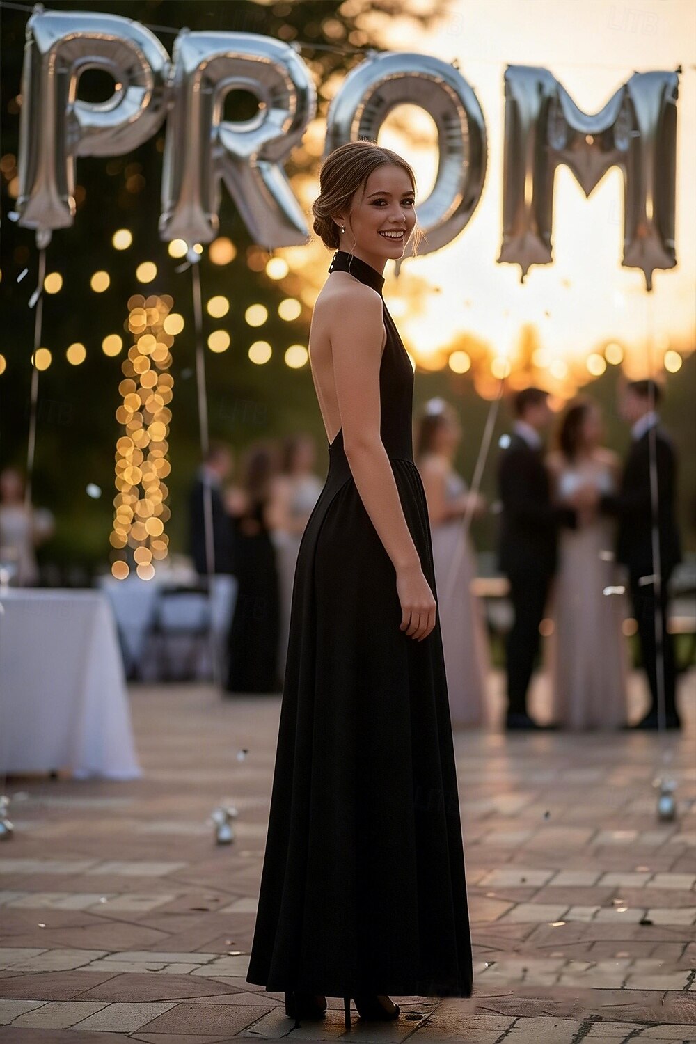 A-Line Floor Length Prom Dress Wedding Guest Dress Evening Gown Prom Dresses Elegant Sleeveless Halter Neck Prom Formal Linen Backless with Solid Color 2026 - $172.99 –P3