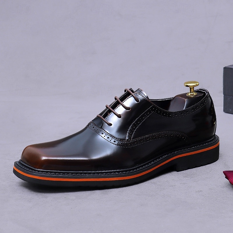 Chaussures habillées Oxford pour homme, en cuir noir et marron, à lacets, bout rapporté, idéales pour les mariages, le bureau, les réunions, les banquets, les cérémonies du marié, l'église et les soirées élégantes. de 2026 ? $109.99 –P6