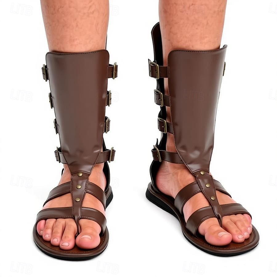 Retro vintage Middeleeuws Renaissance Sandalen Ridder Gladiator Ranger Kostuum Voor heren Keltisch Piraat Halloween Carnaval Ren Faire Retro themafeest Volwassenen Schoenen 2026 - $56.99 –P1