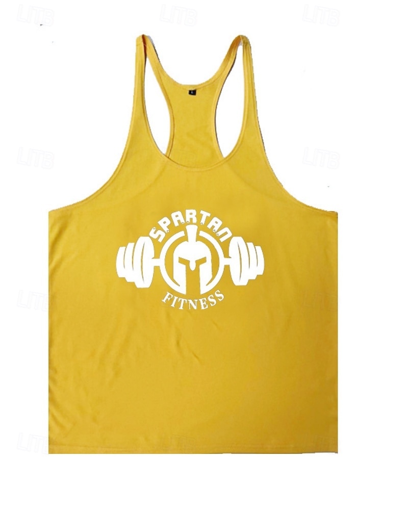Herre Grafisk Bokstaver Treningstank topp Singlet til jogging Gymtopp Sommer Racerrygg Ermeløs Hurtigtørkende Fukttransport Treningsøkt Aktiv trening Trening Blå Svart Gul Sports Sportsklær 2026 - $10.49 –P7