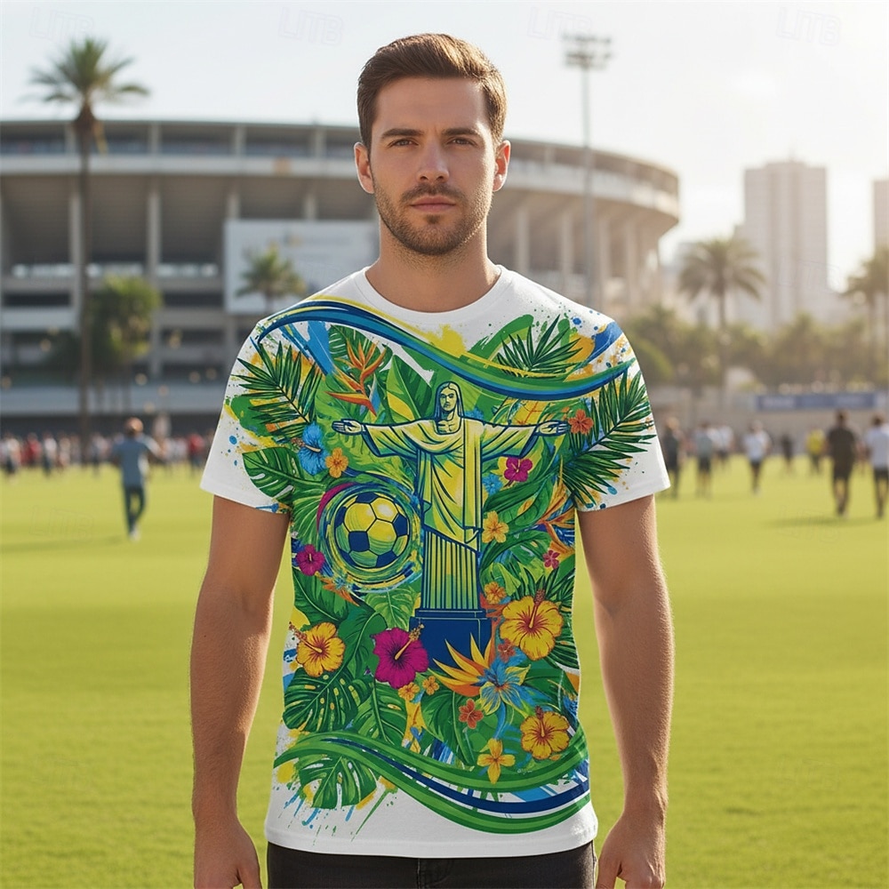Fotbal Mondial Îmbrăcăminte sportivă Tricou grafic Fotbal Inspirat de Brazilia Patriotic Tricou Grafică pentru Bărbați Adulți Imprimare 3D pentru Petrecere Sport exterior 2026 - $18.99 –P1