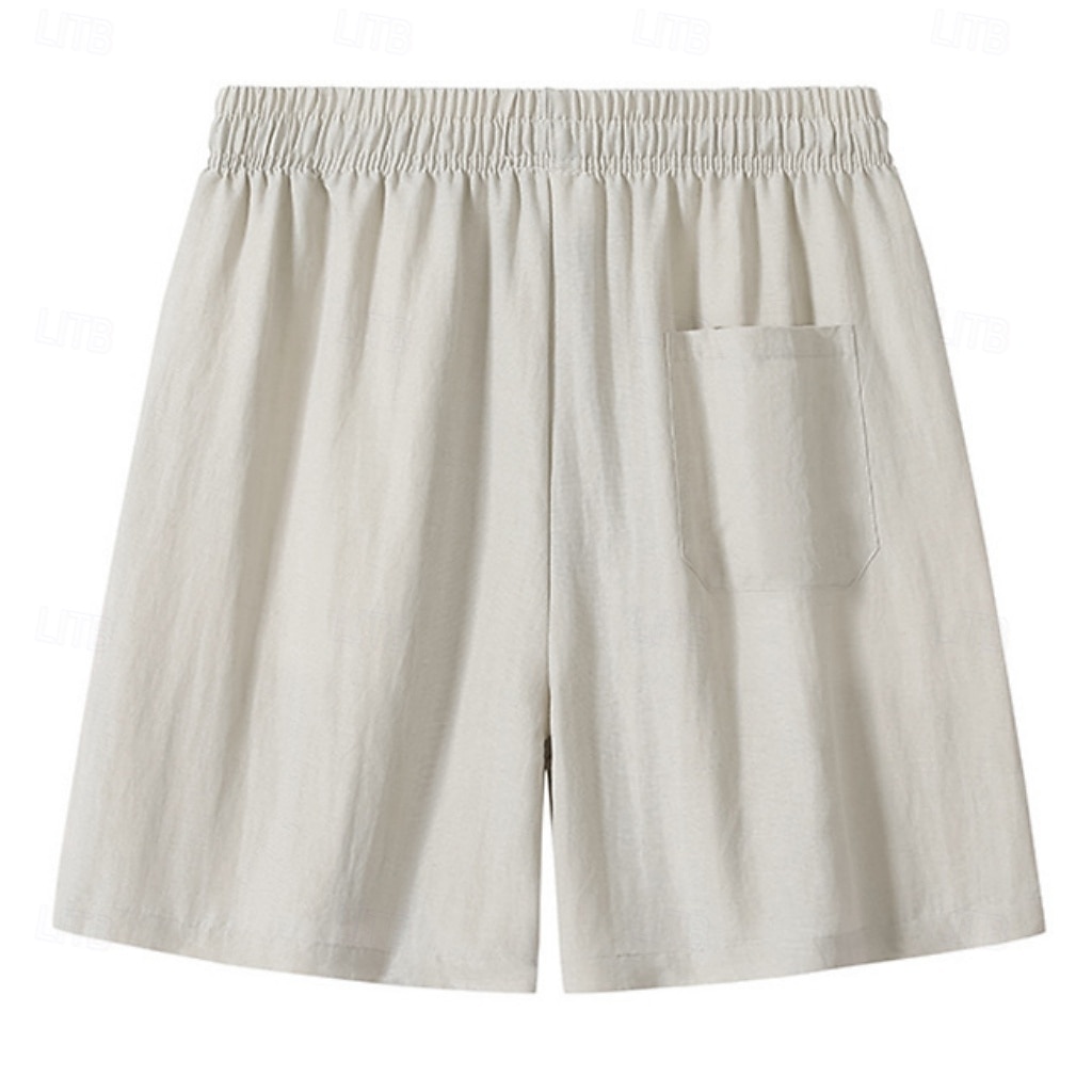 Men's Shorts Summer Shorts Tencel Linen Shorts Beach Shorts Drawstring Elastic Waist Plain Comfort Soft Short Daily Outdoor Beach Fashion Casual Black White Inelastic 2026 - $25.99 –P2