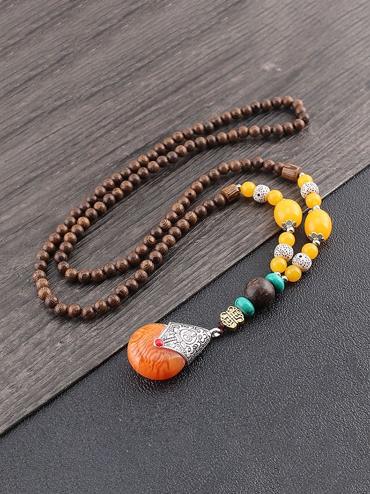 Collar bohemio para hombre, cuentas y piedras de madera de múltiples materiales, varios estilos, joyería tribal hecha a mano, perfecto para uso diario informal y viajes de vacaciones. 2026 - $11.99 –P8