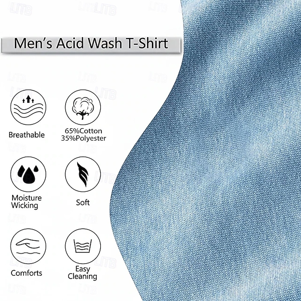 Voor heren Grafisch Roer Katoenen shirt Henley Top Acid Wash-shirt Korte mouw Vintage Ontwerper Casual Casual Dagelijks Buiten Lente zomer Zomer Lente Licht Blauw Paars Grijs Henley Henley-T-shirt 2026 - $25.99 –P5