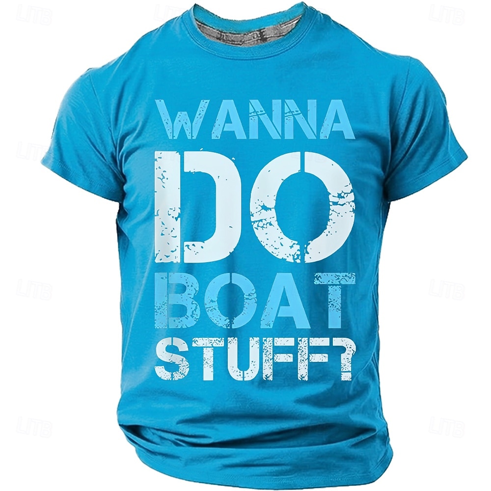 Heren T-shirt met retro nautische, boot- en watersportprint, distressed graphic, regular fit, geschikt voor het leven aan het meer of op het strand. Designer kleding in de maten S, M, L, XL, XXL en 2026 - ₪76 –P1