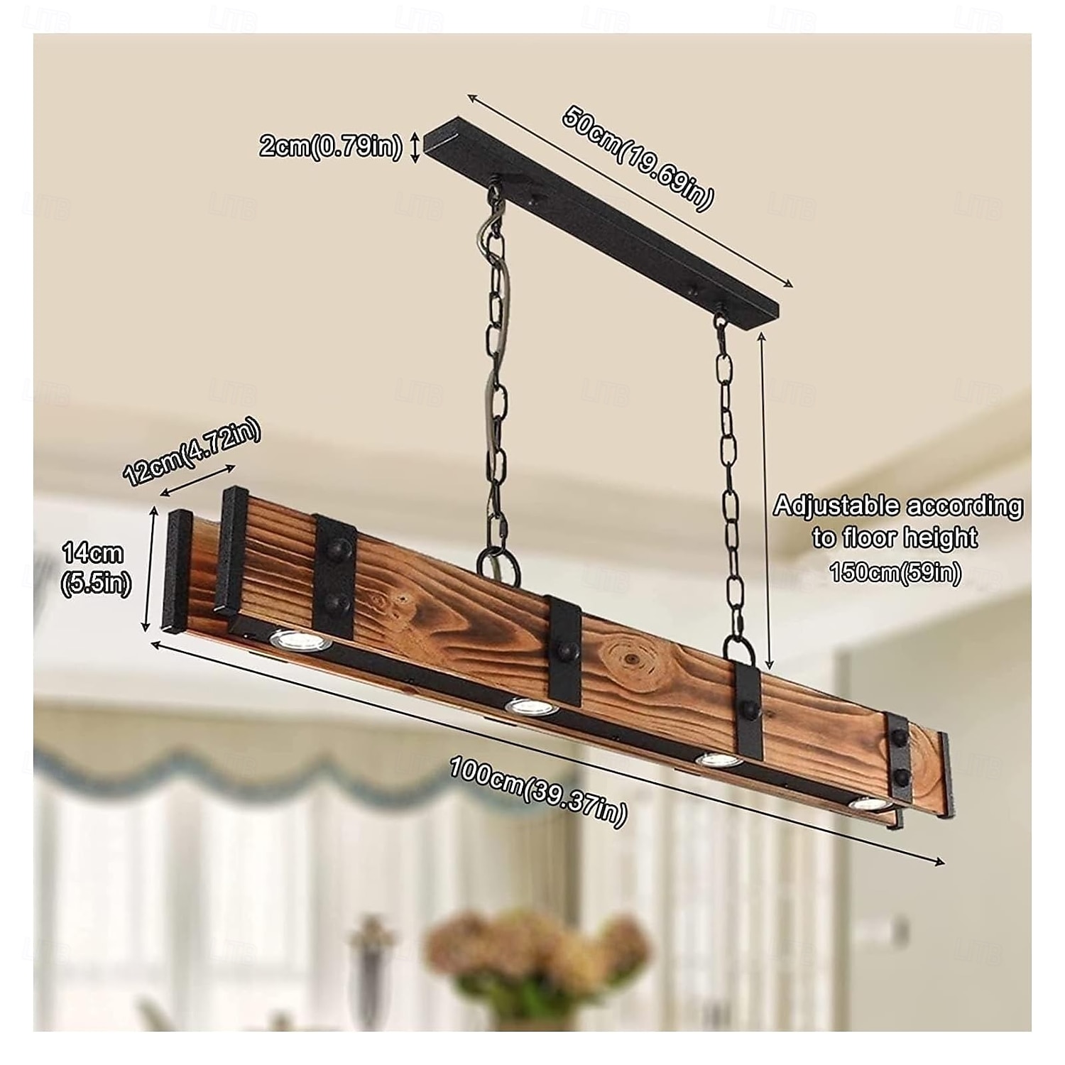 LED Pendant Light 40 Inch Wood Linear Pendant Lights Kitchen Island Long Strip Lighting Fixture Industrial Chandelier Minimalist Beam Led Ceiling Hanging Lamp for Dining Room 2026 - $249.99 –P3