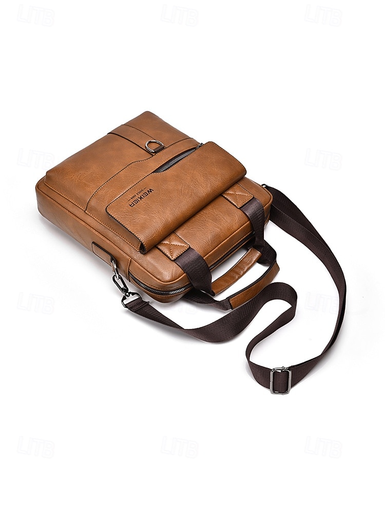 ανδρική τσάντα ώμου από τεχνητό δέρμα σε πολλά χρώματα, μεγάλης χωρητικότητας, με πολλές τσέπες και χιαστί τσαντάκι για καθημερινή χρήση, εργασία, μετακινήσεις και ταξίδια 2026 - $29.99 –P8