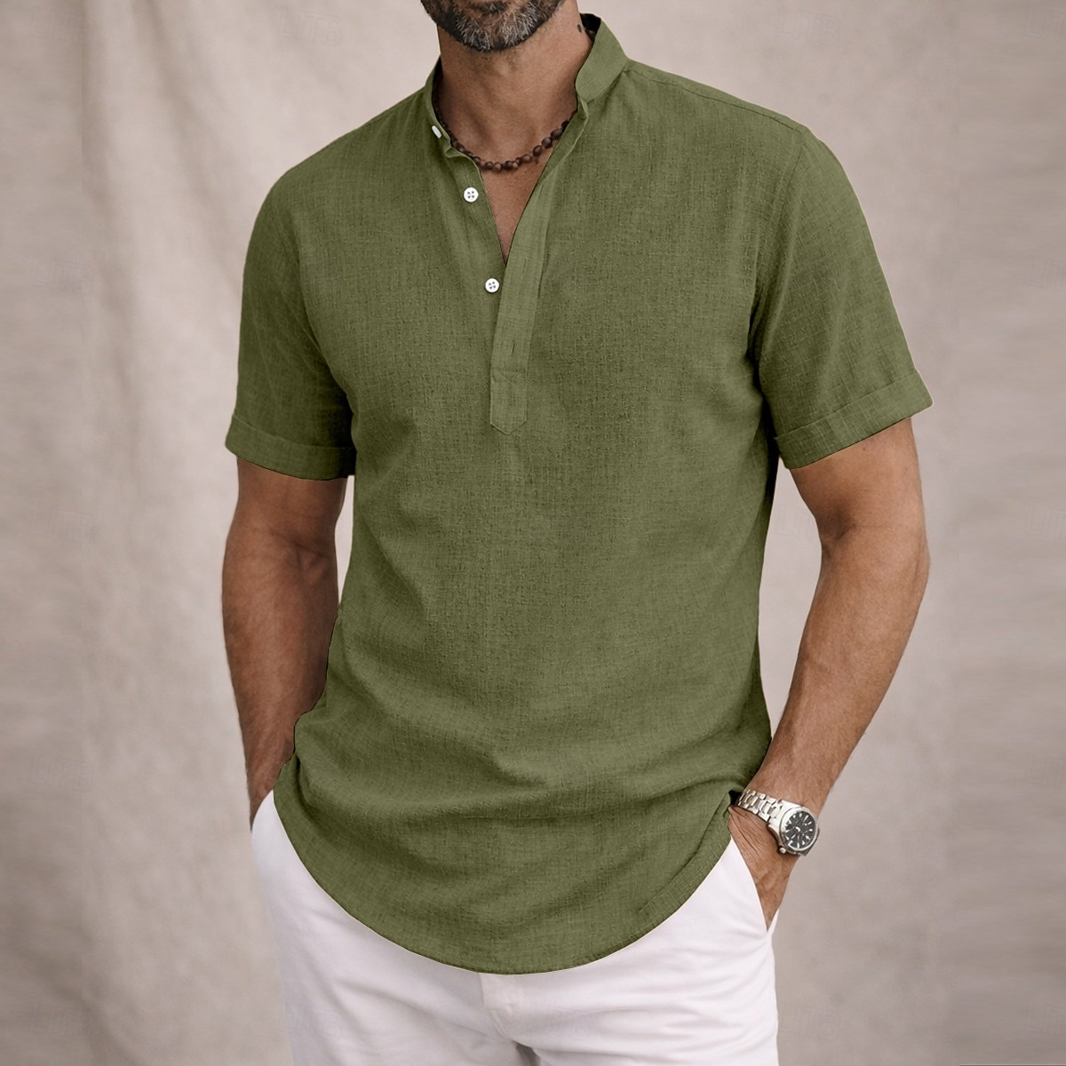Per uomo Camicia Camicia di lino Camicia popover Camicia Estiva Abbigliamento da spiaggia Camicia con colletto alla coreana Semplice Casuale Quotidiano Blu Nero Bianco Giallo Manica Corta Collo alla del 2026 a $22.99 –P12