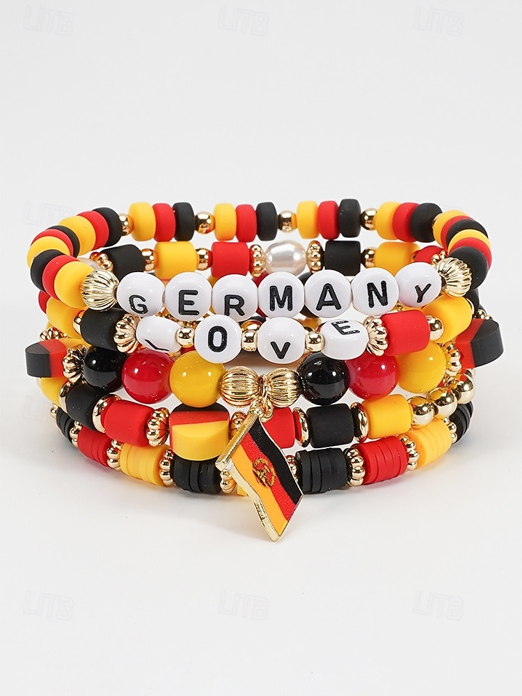 Damen-Armbandset in Flaggenfarben, stapelbarer Fächerschmuck aus Legierung in verschiedenen Länderdesigns für Fußballspiele, Teamunterstützung, lässige Alltagskleidung und Spieltagsoutfits. 2026 - E£512.24 –P4