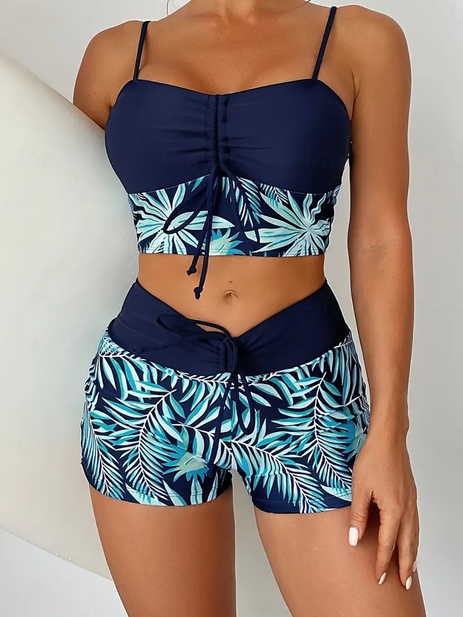 Mulheres Roupa de Banho Tankini Cavado roupa de banho Patchwork Férias Roupa de Praia Gráfico Decote Redondo Sem Manga Fatos de banho de 2026 por $22.99 –P11