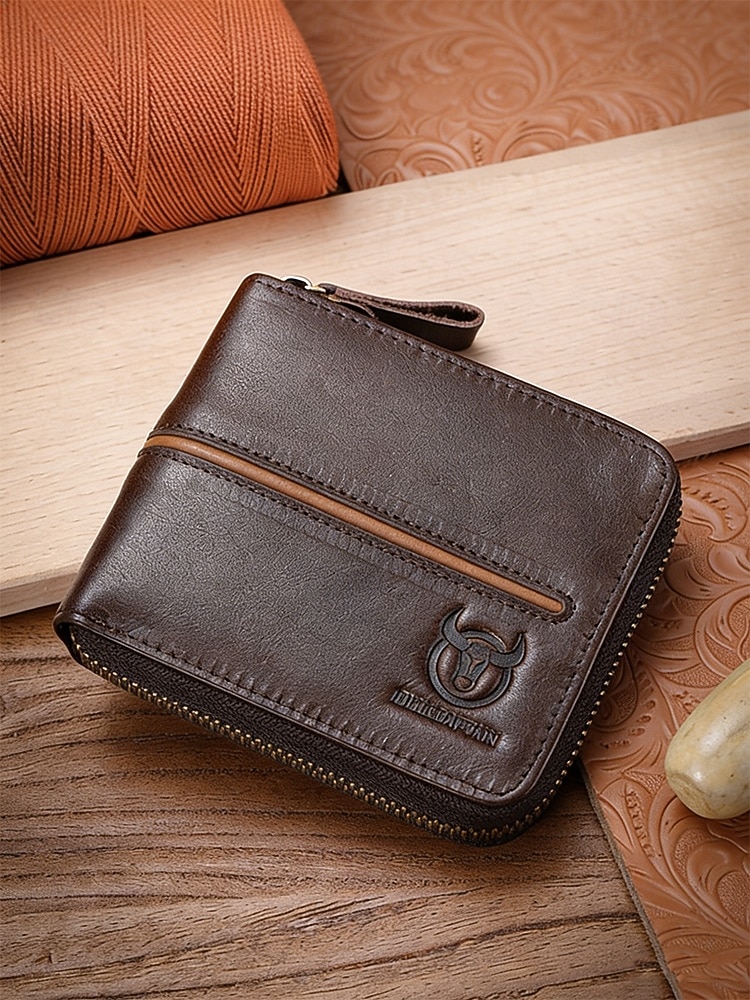 Herre vintage lommebok i ekte skinn i flere farger stor kapasitet flere kort glidelås rundt bifold lommebok for uformell daglig bruk, reiseferie og hverdagsbruk 2026 - $26.99 –P3